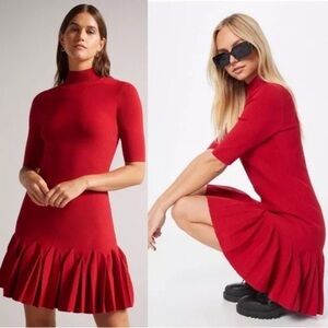 Ted Baker Red Pleated Dress